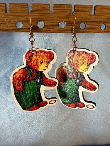 Multicolor wood teddy - multicolor,